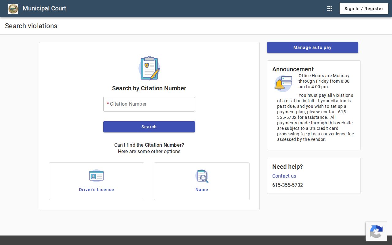 Smyrna people search municipal court citation interface