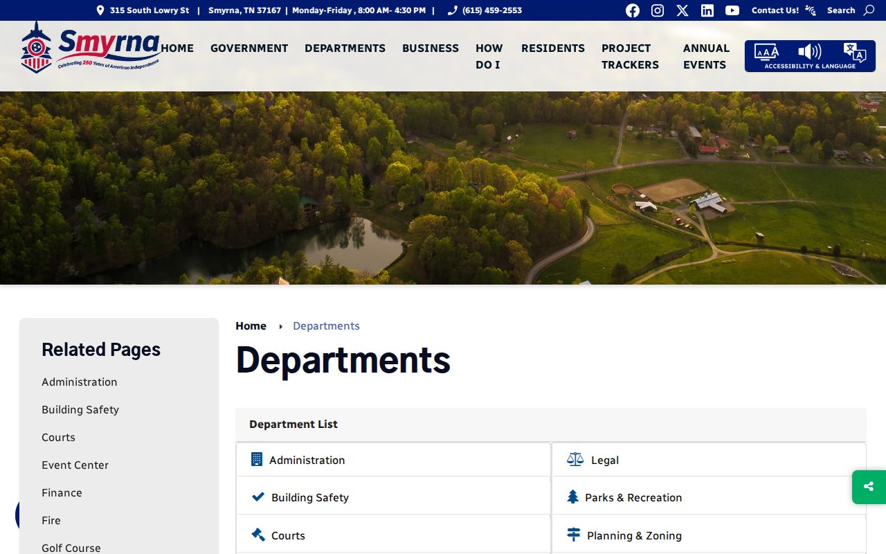 Smyrna people directories Town department gateway