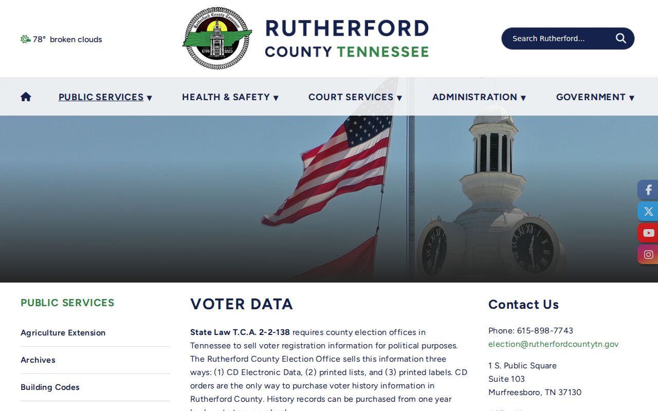Smyrna voter records products and prices on Rutherford County voter data page